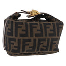 FENDI Zucca Canvas Hand Pouch Black Brown Auth 185198-1