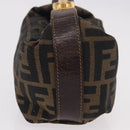 FENDI Zucca Canvas Hand Pouch Black Brown Auth 185198-3