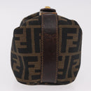 FENDI Zucca Canvas Hand Pouch Black Brown Auth 185198-4
