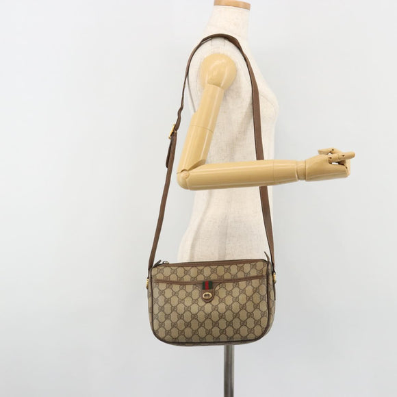 GUCCI GG Supreme Web Sherry Line Bag PVC Beige Gold 89 02 077 Auth 185199