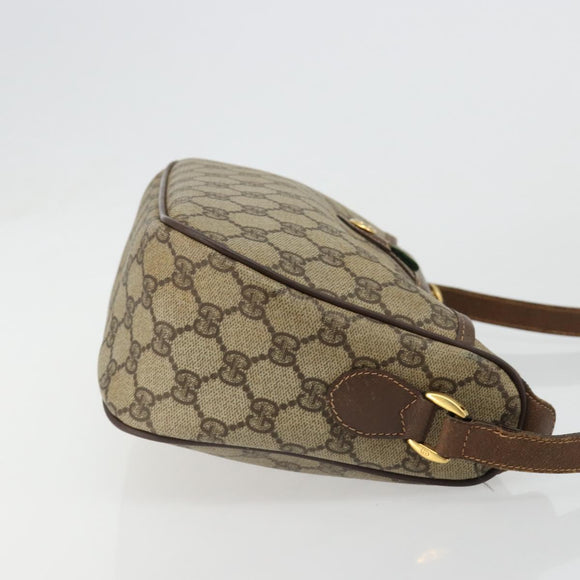 GUCCI GG Supreme Web Sherry Line Bag PVC Beige Gold 89 02 077 Auth 185199