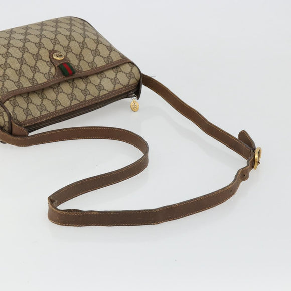 GUCCI GG Supreme Web Sherry Line Bag PVC Beige Gold 89 02 077 Auth 185199