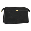 Christian Dior Trotter Canvas Clutch Bag Black Gold Auth 185202-1