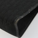 Christian Dior Trotter Canvas Clutch Bag Black Gold Auth 185202-15