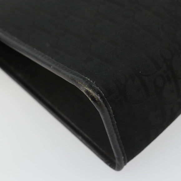 Christian Dior Trotter Canvas Clutch Bag Black Gold Auth 185202
