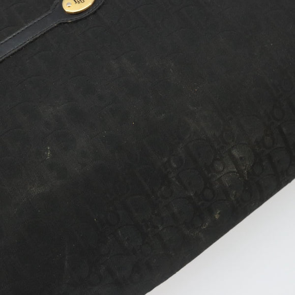 Christian Dior Trotter Canvas Clutch Bag Black Gold Auth 185202