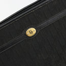 Christian Dior Trotter Canvas Clutch Bag Black Gold Auth 185202-17