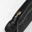 Christian Dior Trotter Canvas Clutch Bag Black Gold Auth 185202-10