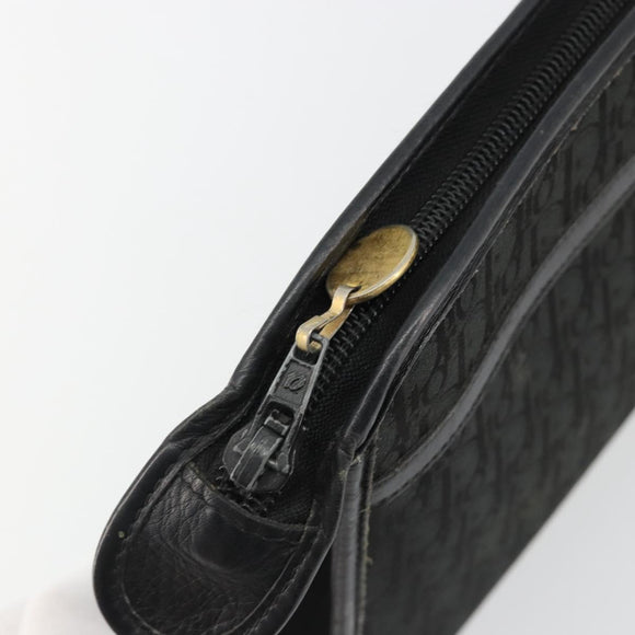 Christian Dior Trotter Canvas Clutch Bag Black Gold Auth 185202