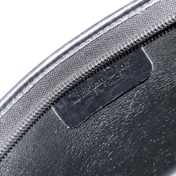 Christian Dior Trotter Canvas Clutch Bag Black Gold Auth 185202
