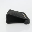 Christian Dior Trotter Canvas Clutch Bag Black Gold Auth 185202-3