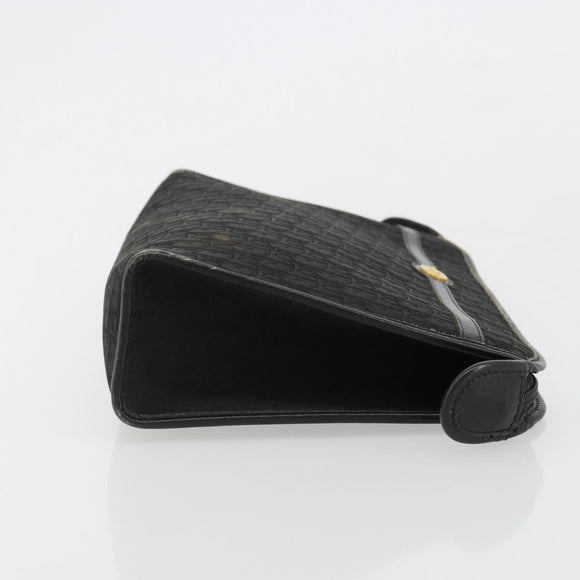 Christian Dior Trotter Canvas Clutch Bag Black Gold Auth 185202