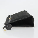 Christian Dior Trotter Canvas Clutch Bag Black Gold Auth 185202-4