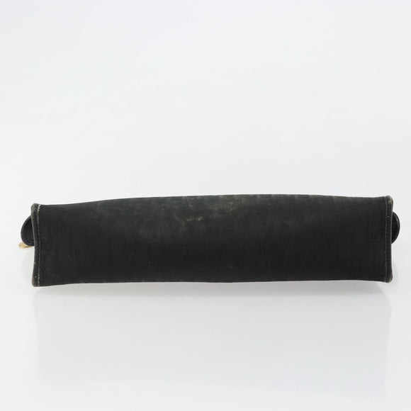 Christian Dior Trotter Canvas Clutch Bag Black Gold Auth 185202