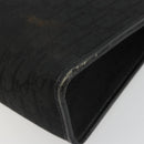 Christian Dior Trotter Canvas Clutch Bag Black Gold Auth 185202-7