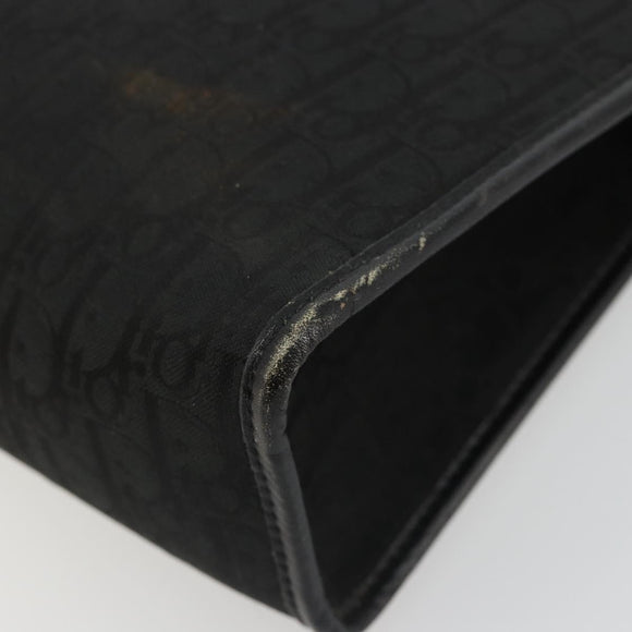 Christian Dior Trotter Canvas Clutch Bag Black Gold Auth 185202