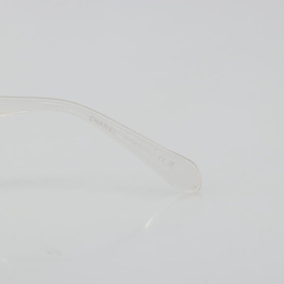 CHANEL Sunglasses Plastic Clear Silver CC Auth 185209