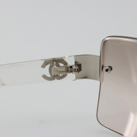 CHANEL Sunglasses Plastic Clear Silver CC Auth 185209