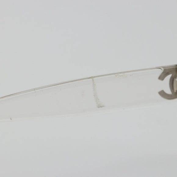 CHANEL Sunglasses Plastic Clear Silver CC Auth 185209
