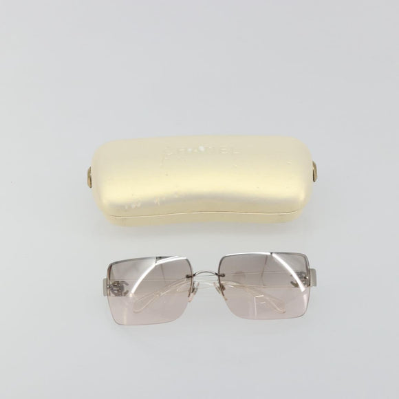 CHANEL Sunglasses Plastic Clear Silver CC Auth 185209