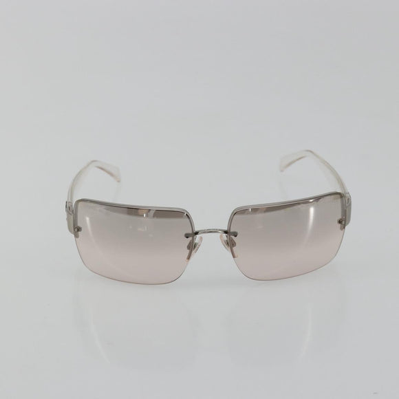 CHANEL Sunglasses Plastic Clear Silver CC Auth 185209