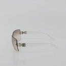 CHANEL Sunglasses Plastic Clear Silver CC Auth 185209-4