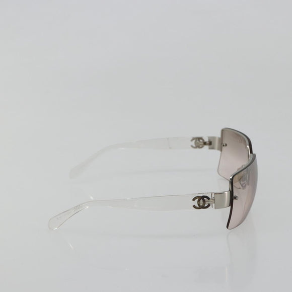 CHANEL Sunglasses Plastic Clear Silver CC Auth 185209