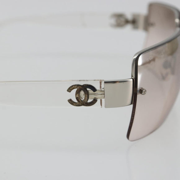 CHANEL Sunglasses Plastic Clear Silver CC Auth 185209