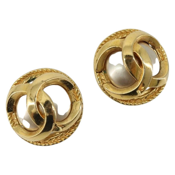 CHANEL Earring metal Gold Tone CC Auth 185222V