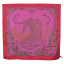 HERMES Carre 90 Scarf Silk ""JUNGLE LOVE"" Pink Auth 185241-1