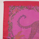 HERMES Carre 90 Scarf Silk ""JUNGLE LOVE"" Pink Auth 185241-2