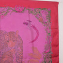 HERMES Carre 90 Scarf Silk ""JUNGLE LOVE"" Pink Auth 185241-4