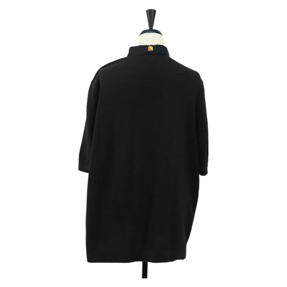 HERMES Polo Shirt T Shirt Silk Cashmere M Black Auth 185251V