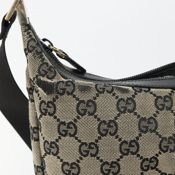 GUCCI GG Canvas Shoulder Bag Black Gold 019 0433 Auth 185255