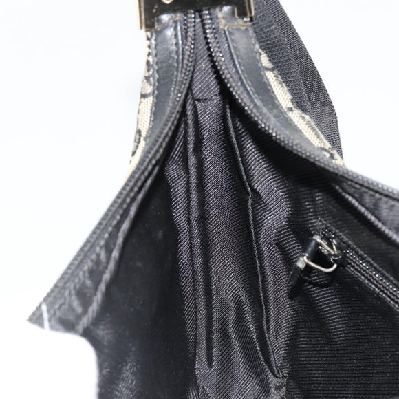 GUCCI GG Canvas Shoulder Bag Black Gold 019 0433 Auth 185255