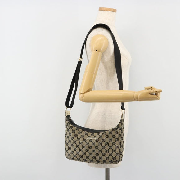 GUCCI GG Canvas Shoulder Bag Black Gold 019 0433 Auth 185255