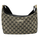 GUCCI GG Canvas Shoulder Bag Black Gold 019 0433 Auth 185255-2