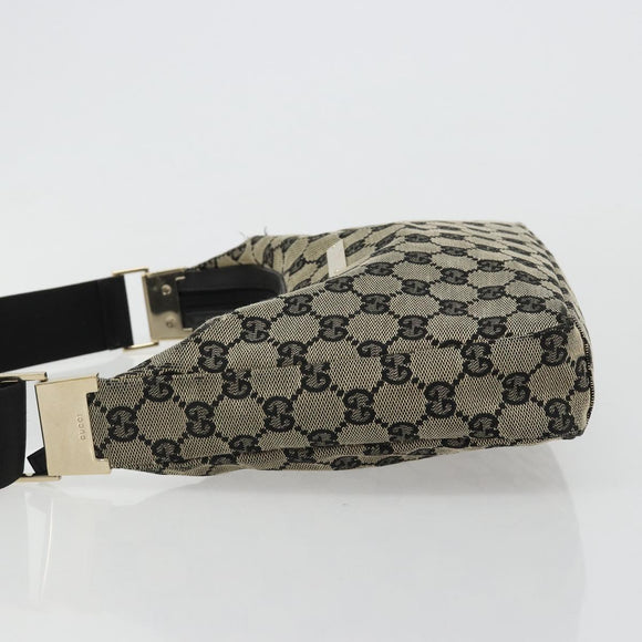 GUCCI GG Canvas Shoulder Bag Black Gold 019 0433 Auth 185255