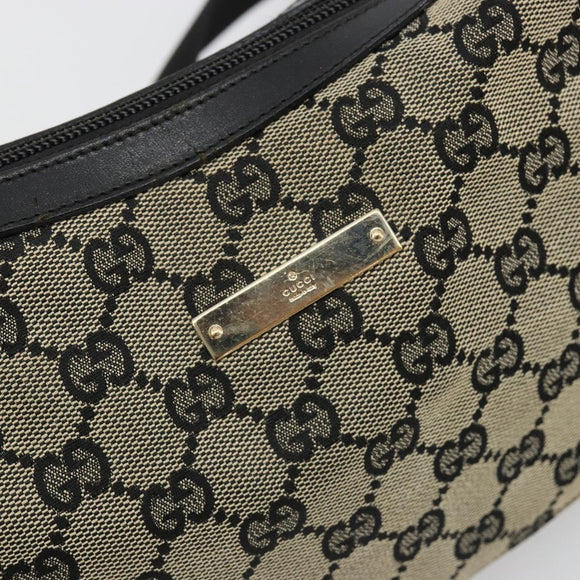 GUCCI GG Canvas Shoulder Bag Black Gold 019 0433 Auth 185255