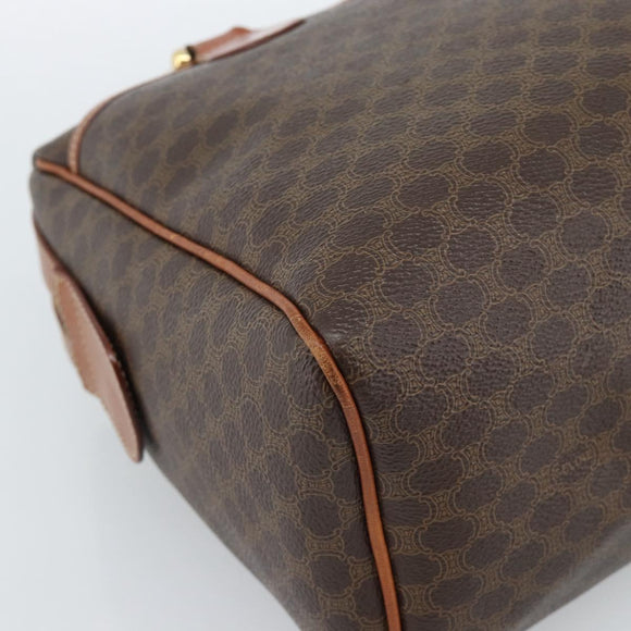 CELINE Macadam Canvas Hand Bag PVC Leather Brown Gold Auth 185260A