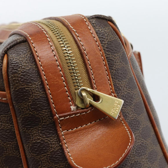CELINE Macadam Canvas Hand Bag PVC Leather Brown Gold Auth 185260A