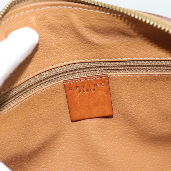 CELINE Macadam Canvas Hand Bag PVC Leather Brown Gold Auth 185260A