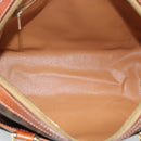CELINE Macadam Canvas Hand Bag PVC Leather Brown Gold Auth 185260A-10
