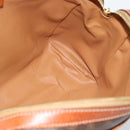 CELINE Macadam Canvas Hand Bag PVC Leather Brown Gold Auth 185260A-19