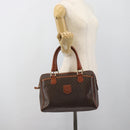 CELINE Macadam Canvas Hand Bag PVC Leather Brown Gold Auth 185260A-24