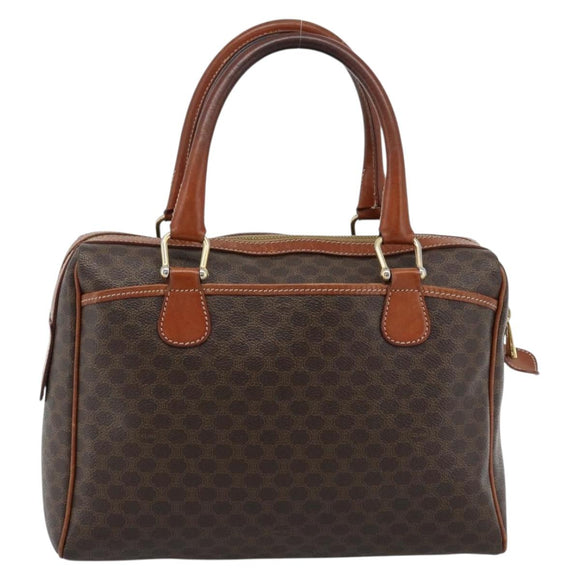 CELINE Macadam Canvas Hand Bag PVC Leather Brown Gold Auth 185260A