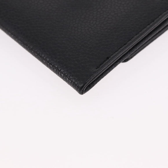CHANEL COCO Mark Pouch Caviar Skin Black Gold CC Auth 185262V