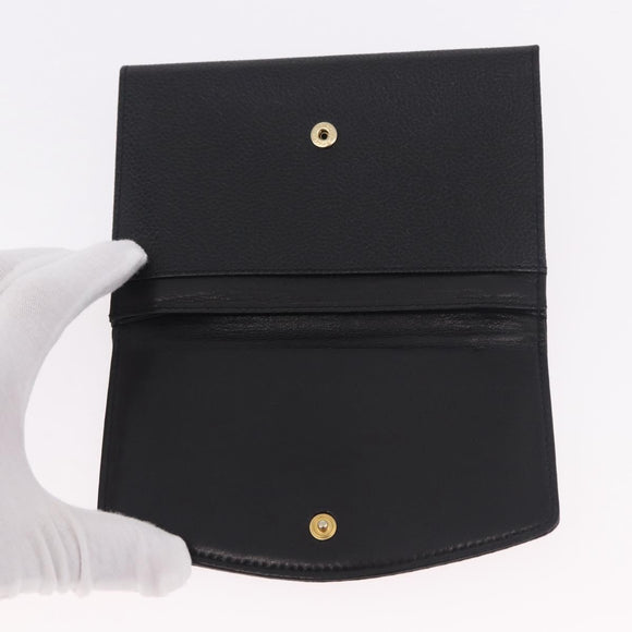 CHANEL COCO Mark Pouch Caviar Skin Black Gold CC Auth 185262V