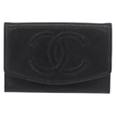 CHANEL COCO Mark Pouch Caviar Skin Black Gold CC Auth 185262V-13