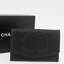 CHANEL COCO Mark Pouch Caviar Skin Black Gold CC Auth 185262V-12